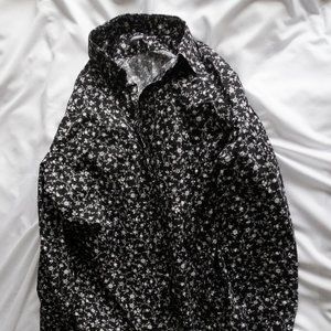 Express Black and White Floral Shirt